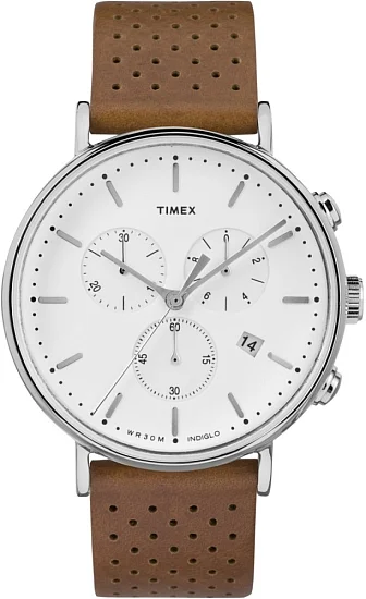 Timex Fairfield Chronograph 41mm Leather Strap Indiglo TW2R26700