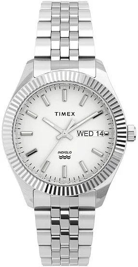 Timex Legacy Boyfriend 36mm Day-Date Indiglo Steel Bracelet TW2U78700