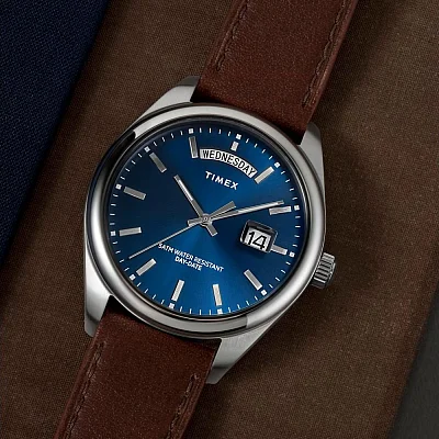 Timex Legacy Day-Date 41mm Brown Leather Strap TW2W57200