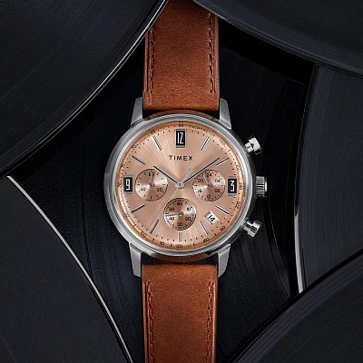 Timex Marlin Chronograph Tachymeter 40mm Leather Strap TW2W51400