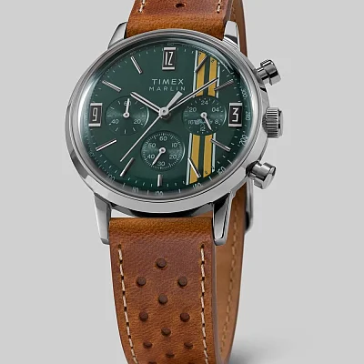 Timex Marlin Chronograph Tachymeter 40mm Leather Strap TW2W99100