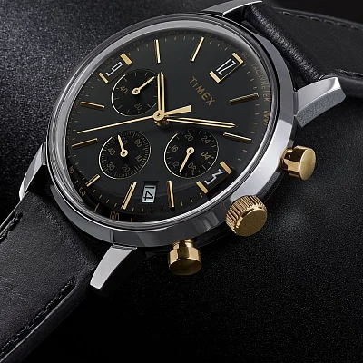 Timex Marlin Chronograph Tachymeter 40mm Leather Strap TW2W51500