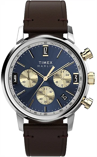 Timex Marlin Chronograph Tachymeter 40mm Leather Strap TW2W60400