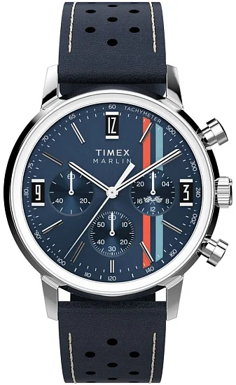Timex Marlin Chronograph Tachymeter 40mm Leather Strap TW2W99000