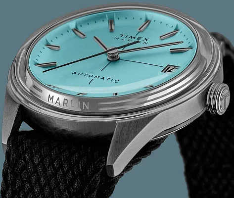 Timex Marlin Jet Automatic 38mm Ice Blue Fabric Strap TW2Y06400