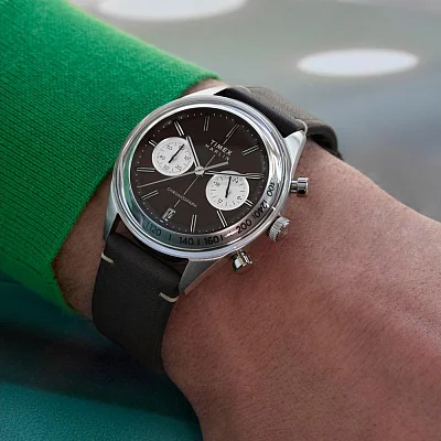Timex Marlin Jet Quartz Chronograph 40mm Leather Strap TW2Y24700