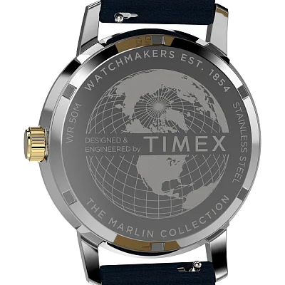 Timex Marlin Quartz GMT 40mm Leather Strap Watch TW2Y47900