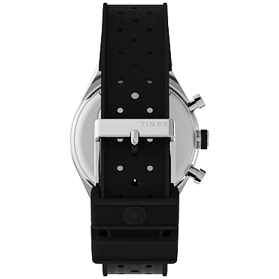 Timex Q 3-Time Zone Chronograph 40mm Synthetic Rubber Strap TW2V70100