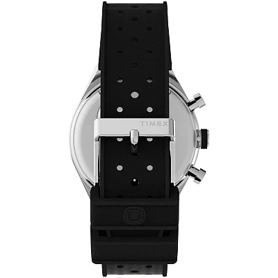 Timex Q 3-Time Zone Chronograph 40mm Synthetic Rubber Strap TW2V70000