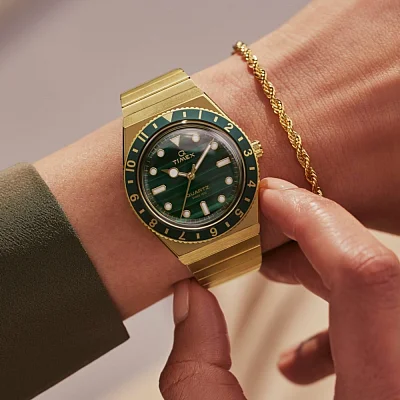 Timex Q Timex Reissue 38mm Green Dial Expandable Stainless Steel Bracelet TW2V92200