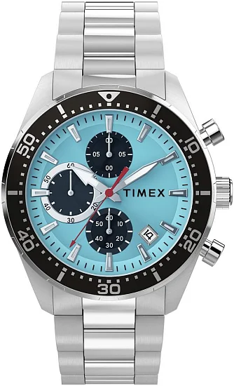 Timex Ridgefield Chronograph 42mm Stainless Steel Bracelet Ice Blue Dial TW2Y62200