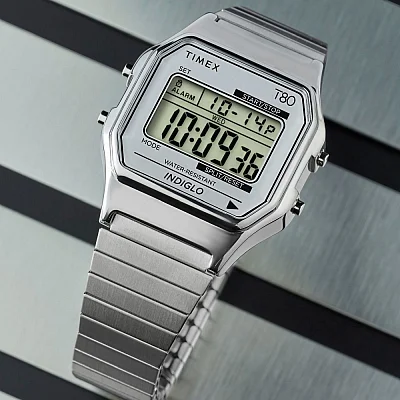 Timex T80 34mm Stainless Steel Expansion Band Indiglo TW2W68200