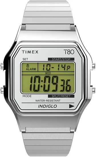 Timex T80 34mm Stainless Steel Expansion Band Indiglo TW2W68200
