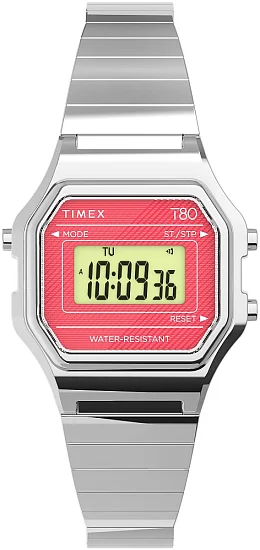 Timex T80 Mini 27mm Stainless Steel Expansion Band Indiglo TW2U94200