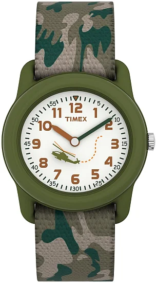 Timex Time Machines 29mm Green Camo Elastic Fabric Kids T78141