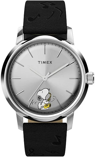 Timex x Peanuts Marlin Automatic Saxophonist 40mm Leather Strap Watch TW2W68800