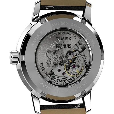 Timex x Peanuts Marlin Automatic Saxophonist 40mm Leather Strap Watch TW2W68800