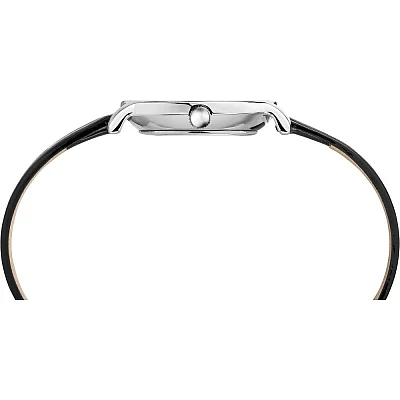 Timex Trend Milano Silver-tone Case Black Dial Leather Strap TW2R94500