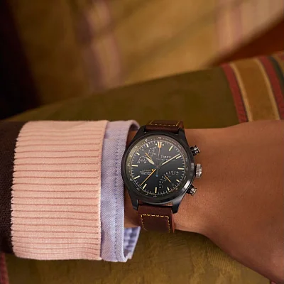 Timex Waterbury Ace Fly-Back Chronograph 43mm Leather Strap TW2Y70100
