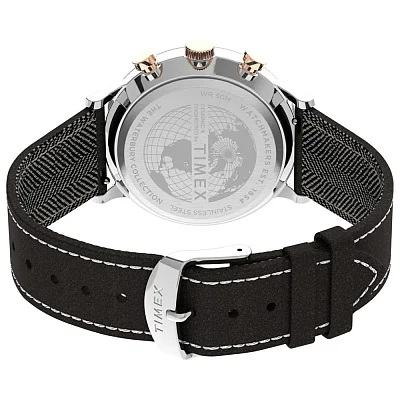 Timex Waterbury Classic Chronograph 40mm Leather Strap Black Dial Indiglo TW2T71500