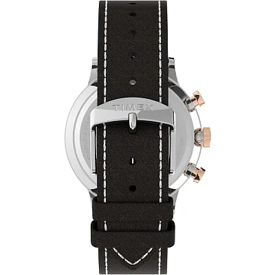 Timex Waterbury Classic Chronograph 40mm Leather Strap Black Dial Indiglo TW2T71500
