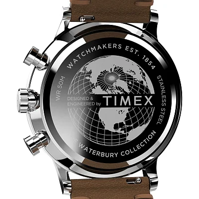 Timex Waterbury Classic Chronograph 40mm Leather Strap Indiglo TW2W50900