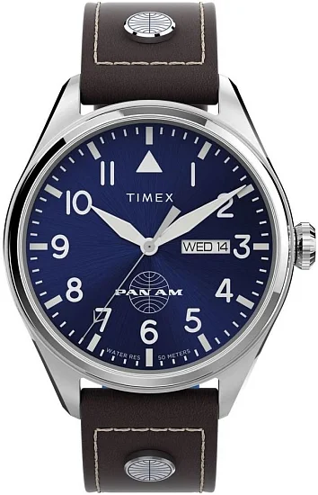 Timex Waterbury GMT x Pan Am Brown Leather Strap 42mm TWG030100