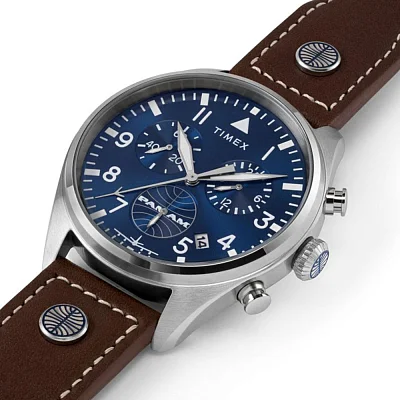 Timex Waterbury GMT x Pan Am Brown Leather Strap 42mm TWG030000