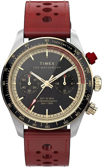 Timex Waterbury Heritage Chronograph 39mm Leather Strap TW2Y93400