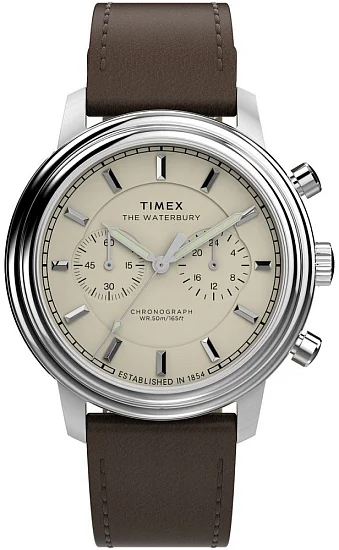 Timex Waterbury Traditional Chronograph 41mm Leather Strap TW2Y23500