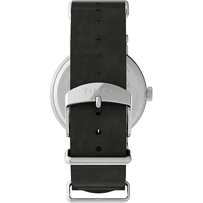 Timex Weekender 40mm Leather Strap Silver Tone Case TW2W87000
