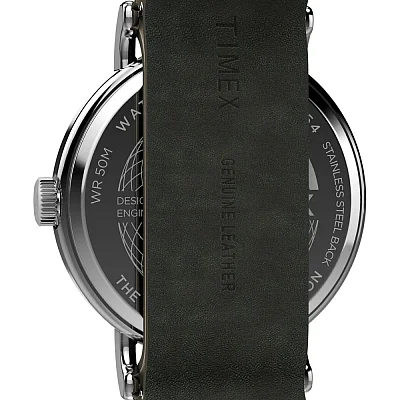 Timex Weekender 40mm Leather Strap Silver Tone Case TW2W87000