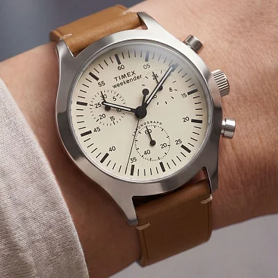 Timex Weekender New England Chronograph 40mm Leather Strap TW2Y85000