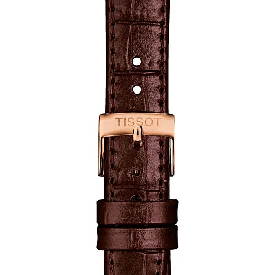 Tissot Carson Lady Automatic Brown Strap White Dial Rose Gold PVD T122.207.36.033.00