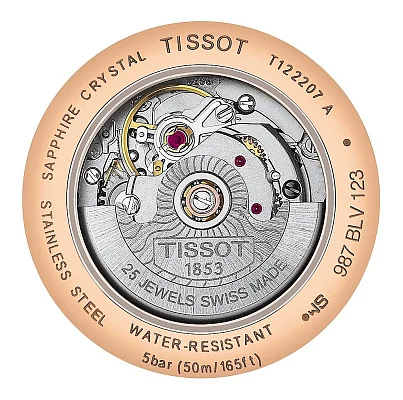 Tissot Carson Lady Automatic Brown Strap White Dial Rose Gold PVD T122.207.36.033.00