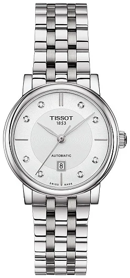 Tissot Carson Lady Automatic Steel Bracelet White Dial Diamonds T1222071103600
