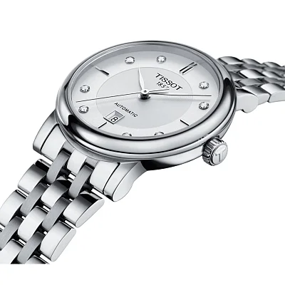 Tissot Carson Lady Automatic Steel Bracelet White Dial Diamonds T122.207.11.036.00