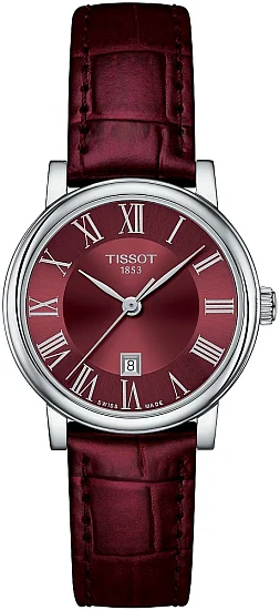 Tissot Carson Lady Quartz Burgundy Leather Red Dial T1222101637300