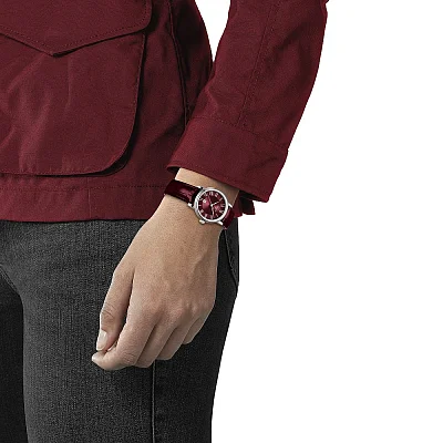 Tissot Carson Lady Quartz Burgundy Leather Red Dial T122.210.16.373.00