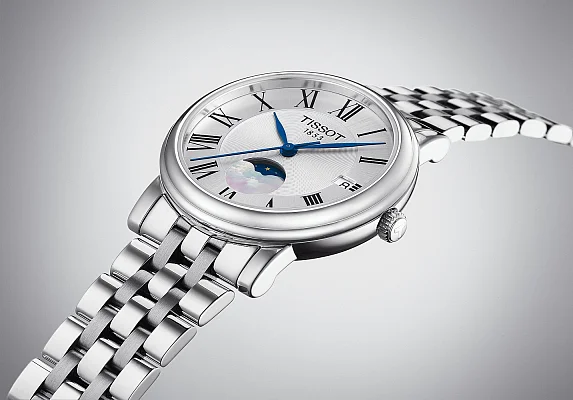 Tissot Carson Lady Quartz Moonphase Steel Bracelet Silver Dial T122.223.11.033.00