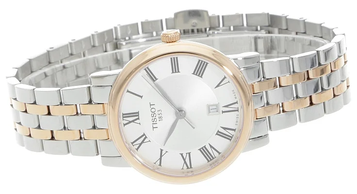 Tissot Carson Lady Quartz Steel Bracelet Silver Dial Rose Gold PVD T122.210.22.033.01