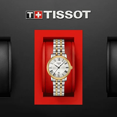 Tissot Carson Lady Quartz Steel Bracelet Silver Dial Yellow Gold PVD T122.210.22.033.00