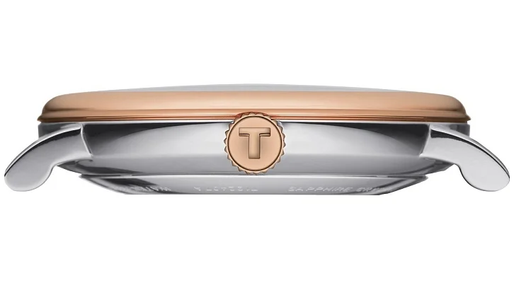 Tissot Carson Powermatic 80 Automatic Steel-Rose Gold Bracelet White Dial Rose Gold PVD T122.407.22.031.01