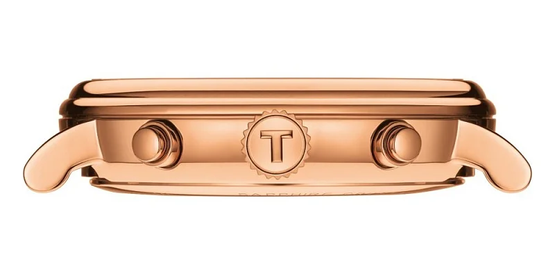 Tissot Carson Quartz Chrono Brown Strap Silver Dial Rose Gold PVD T122.417.36.033.00