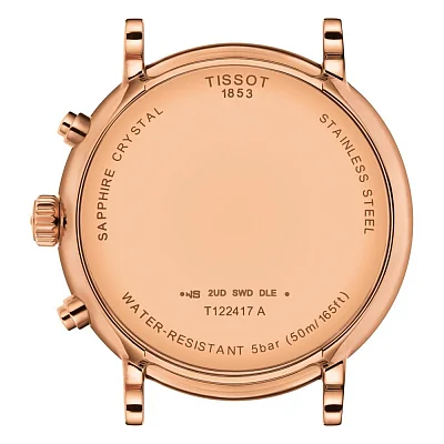 Tissot Carson Quartz Chrono Brown Strap Silver Dial Rose Gold PVD T122.417.36.033.00