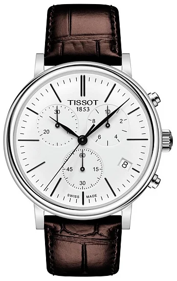 Tissot Carson Quartz Chrono Brown Strap White Dial T1224171601100
