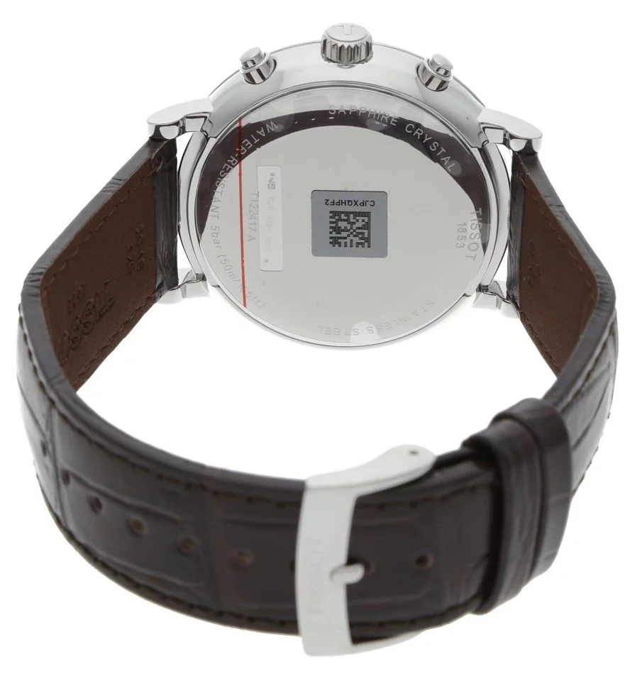 Tissot Carson T122.417.16.011.00 Orologio Cronografo Uomo – Acciaio, Pelle, Vetro Zaffiro, 41 Mm