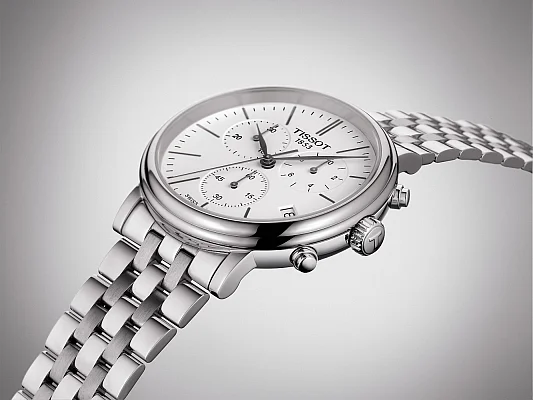 Tissot Carson Quartz Chrono Steel Bracelet White Dial T122.417.11.011.00