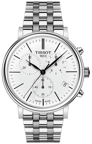 Tissot Carson Quartz Chrono Steel Bracelet White Dial T1224171101100