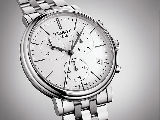 Tissot Carson Quartz Chrono Steel Bracelet White Dial T122.417.11.011.00